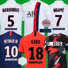 Новая футбольная Футболка psg MBAPPE NEYMAR JR, Кавани ВЕРРАТТИ кимпембе Дани Алвес ди Марии, 3-я Футбольная Футболка psg 19/20