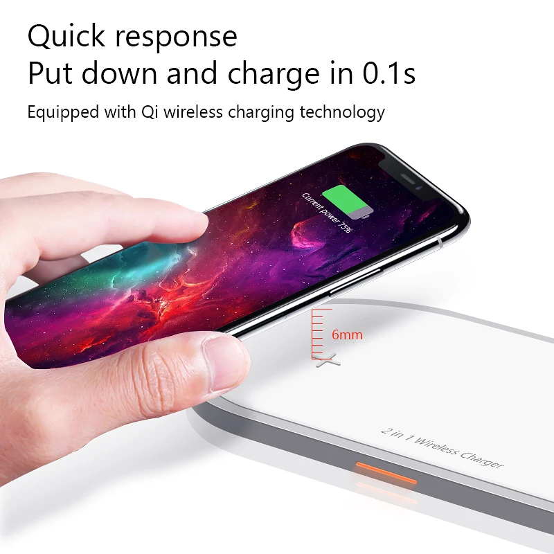 Cena VVKing bezprzewodowa ładowarka samochodowa do iPhone Xs Max Samsung S9 do zegarka Apple Watch 4 3 2 1 bezprzewodowa ładowarka magnetyczna 2 w 1 szybka ładowarka