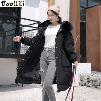 

Boollili 90% White Duck Down Jacket Women Raccoon Fur Collar Down Coat Winter Coat Women Puffer Jacket Parka Casacos