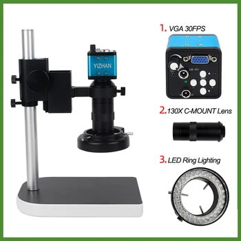 

Digital Microscope Video Industrial 130X C 1080P 2MP HDMI VGA mount Lens 56 LED Ring Light Stand PCB Repair Microscope + Camera