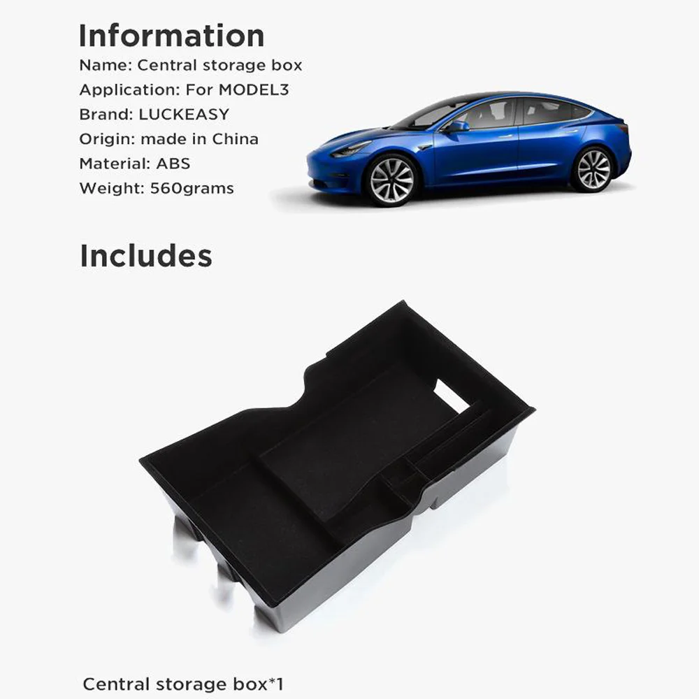 Для Tesla модель 3 ABS черный интерьер автомобиля центральный ящик для хранения Чехол подставка лоток