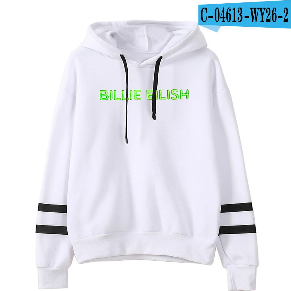 Новинка, модные толстовки с принтом Billie Eilish, женские/мужские толстовки с капюшоном и длинным рукавом,, модная одежда в уличном стиле - Цвет: white