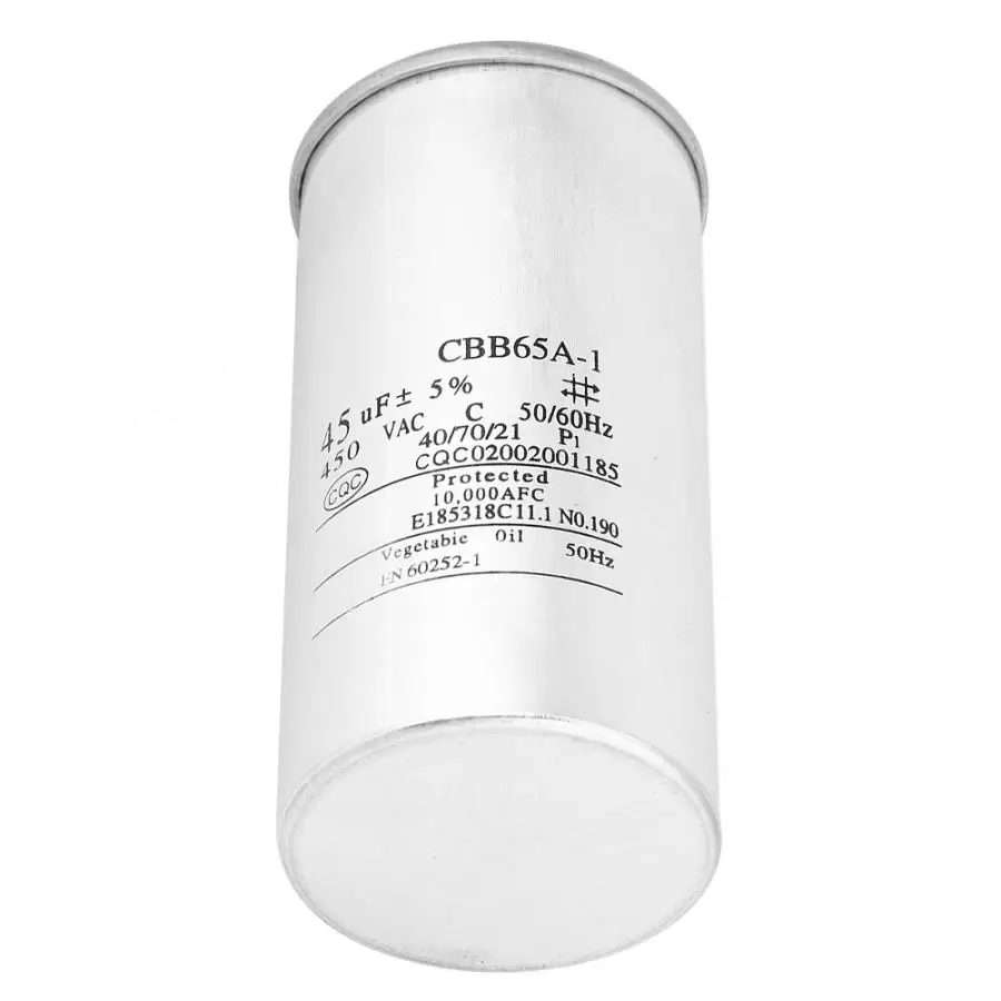 CBB65 45 мкФ 450V конденсатор алюминиевая фольга компрессор кондиционера пусковой конденсатор бесщеточный контроллер двигателя