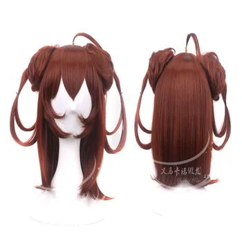 

Onmyoji Cos wigs Peach Flower Fairy Red Brown Female Sheath Japanese Anime Cosplay Wig