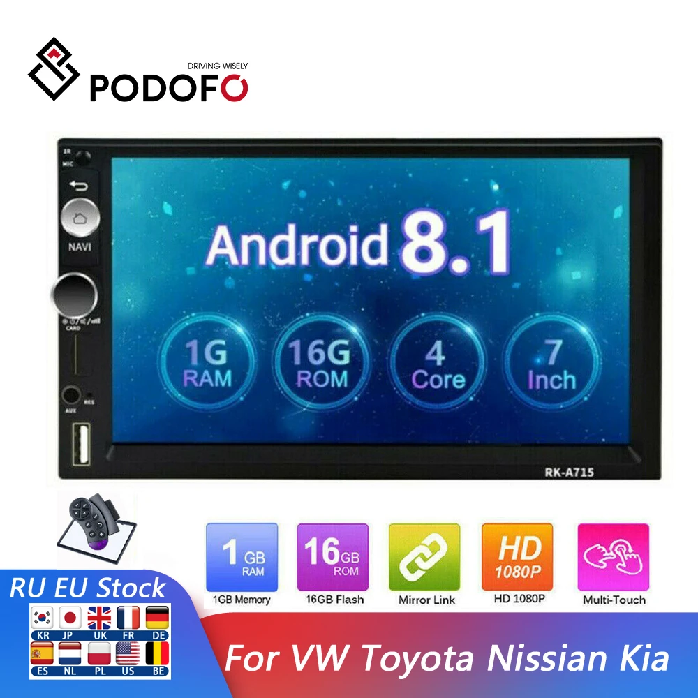 Автомагнитола Podofo универсальная мультимедийная система на Android с 7 &quotэкраном GPS