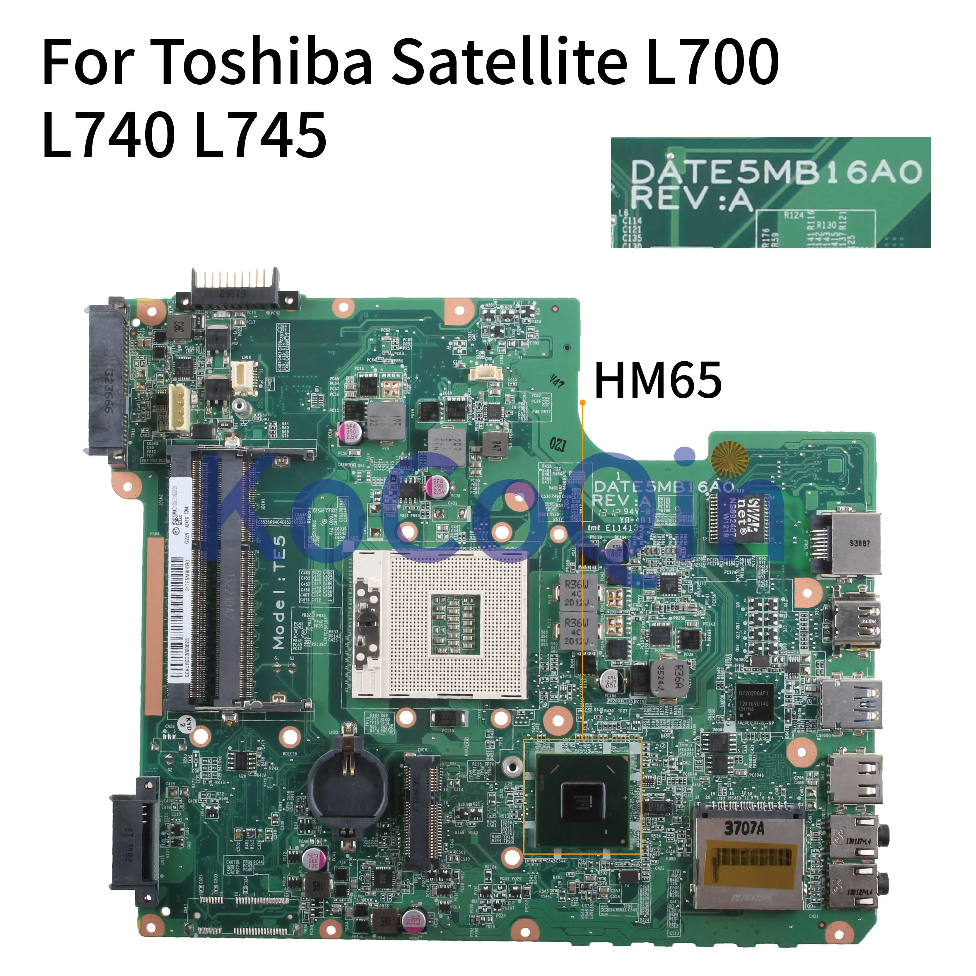 Kocoqin Placa-mãe do Portátil para Toshiba Satellite L700 L740 L745 Mainboard Date5mb16a0 Hm65 - Imagem 2