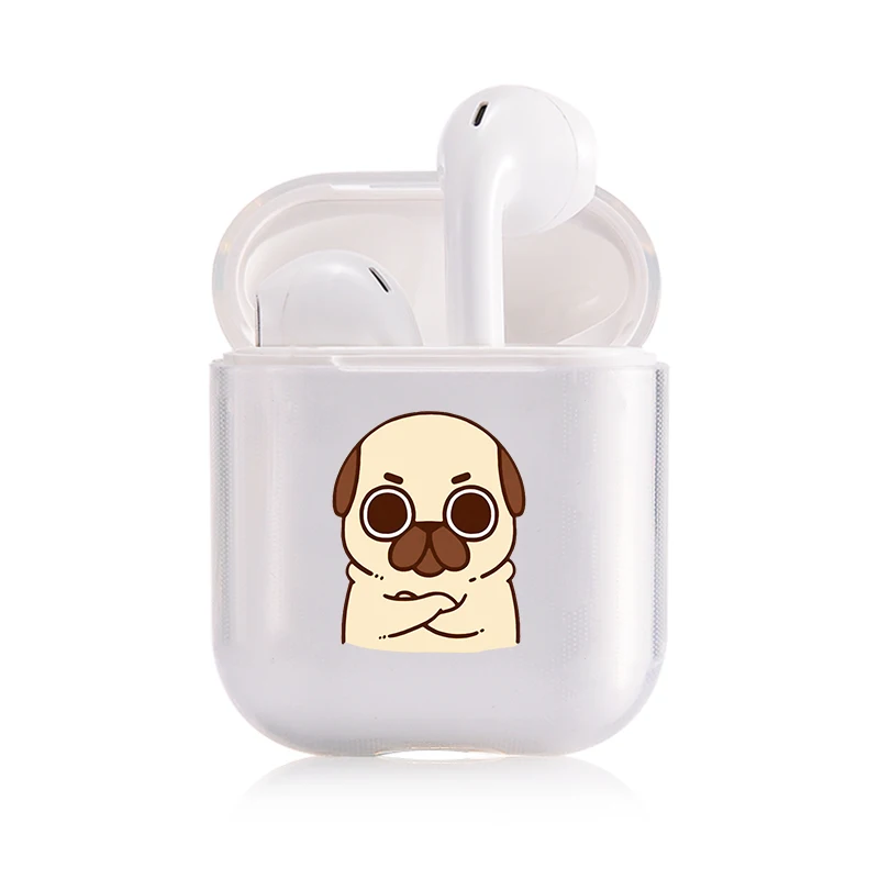 I202472 Pets Pug наушники чехол для Apple AirPods 2 Жесткий Чехол беспроводной Bluetooth наушники милые AirPods защитный для AirPod Silm чехол - Цвет: I202472