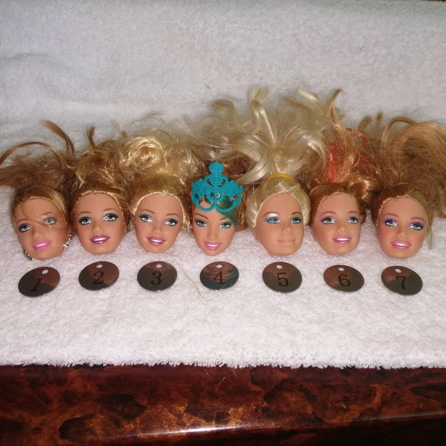 

B18-5 Original Foreign Trade Asia Brown Smile Beauty 1/6 OOAK NUDE Rarely Doll Head Mussed Dark Hair for DIY 90% NEW