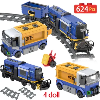 

Hot Transit Freight Train Building Blocks Compatibe Track Train Station Architecture Kids Birthday Gift Toy WJ052