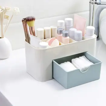 

New Mini Desktop Makeup Storage Box Cosmetic case Lipstick Cases Sundries Case Small Objects Box Wholesale Desktop Organizer Blu
