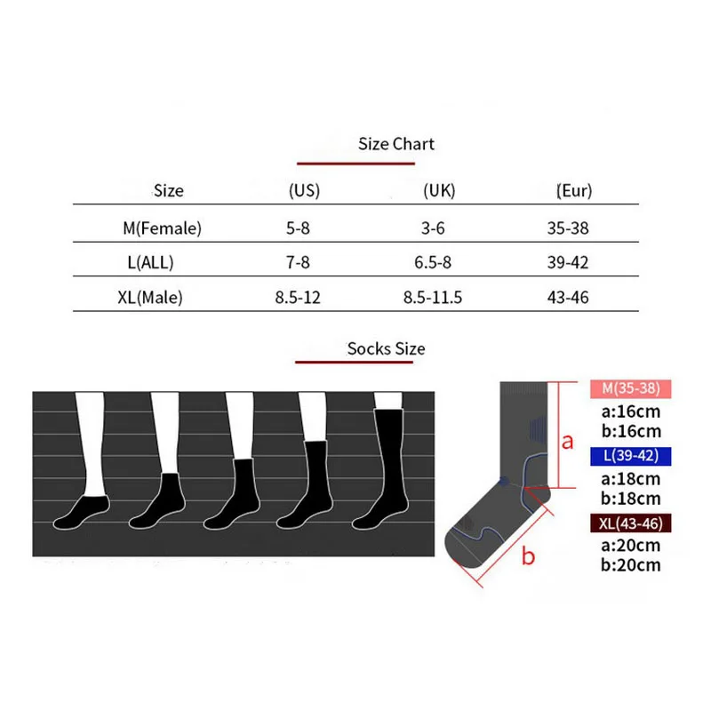 Men Women Winter Cotton Outdoor Thermal Sports Socks For Camping Hiking Ski Snowboard Skateboard Cycling Trekking Thermosocks