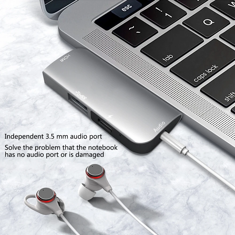 ОВБР Type C USB Hub 4 в 1USB до 4K HDMI 3 5 мм Jack Aux 0 адаптер для iPad Pro/MacBook Pro Huawei Тип c