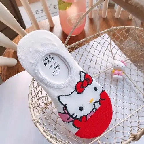 1Pairs Носки hello kitty My Melody Cinnamoroll pompomprin женские Мультяшные милые носки до лодыжки, хлопковые носки для девочек, рождественский подарок - Цвет: 1Pairs