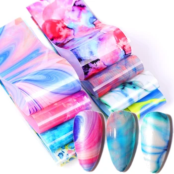 

10 Pcs Marble Image Nail Transfer Foil Colorful Marble Texture Nail Art Decals Nail Art Decoration Slider Wraps