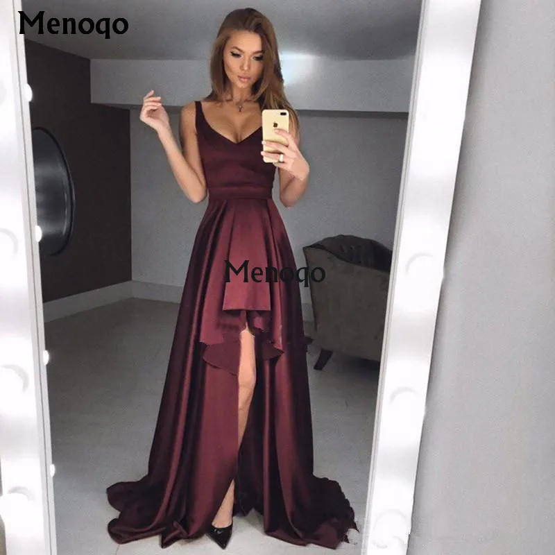 

Custom Made Floor Length Evening Dresses New Arrival High/Low Simple Sleeveless Sweep Train Charming Special Occasion Party Gown