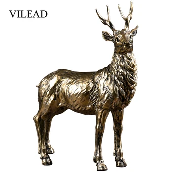 

VILEAD European style Resin Deer Figurine Statue Home Living Room Office Decoration Crafts Sculpture Modern Desktop Ornament