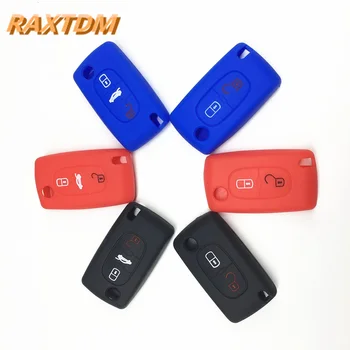 

Silicone Car remote key cover For Peugeot 206 207 208 307 308 408 508 607 2008 RCZ for Citroen C2 C3 C4 C5 C6,2 3 Button folding