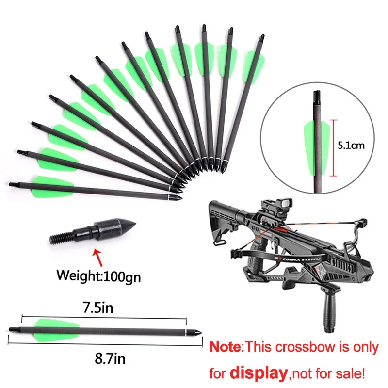 6/12/24pcs Hunting Archery Arrows 7.5inch Military Plastic Crossbow Hunting  Small Bolts with 2 Feathers for COBRA SYSTEM R9