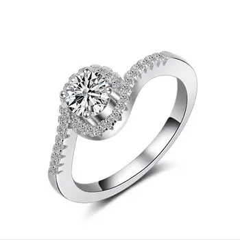 

T762 925 Silver ring For Women 1.5 carat 7MMC ubic Zirconia ring halo ring
