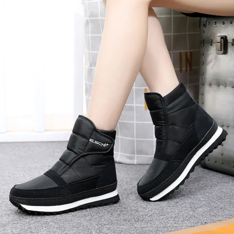 Cena Buty damskie 2019 moda stałe antypoślizgowe wodoodporne buty zimowe kobiety ciepłe pluszowe śniegowce damskie buty hook   loop kostki buty