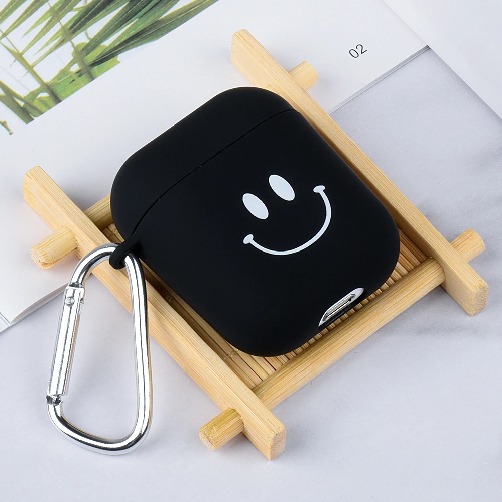 Чехол для наушников с милым смайликом для Airpods 1/2 силиконовый мультяшный чехол для Apple Air Pods с застежкой-липучкой, аксессуары