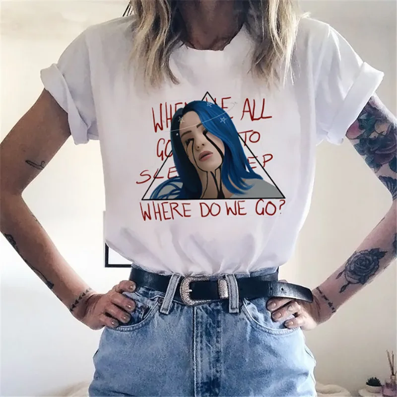 Женская забавная хлопковая Футболка Billie Eilish, унисекс, скейтборд, Рождественская футболка, женская одежда для девочек, уличная футболка