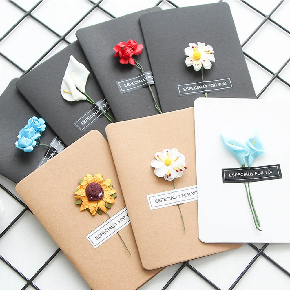 

DIY Retro Paper Handmade Universal Dried Flower Birthday Card Folding Christmas Greeting Card Graduation Blessing