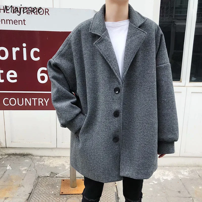 Wool Coat Men Korean Fashion Trendy Loose Leisure Novelty Single Breasted Mens Overcoats Harajuku Winter Clothes Blends Soft Wool Coat Men Korean Fashion Trendy Loose Leisure Novelty Single Breasted Mens Overcoats Harajuku Winter Clothes Blends Soft