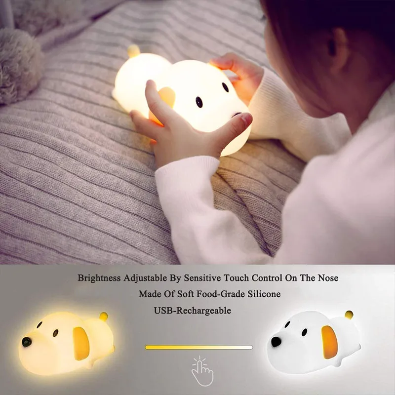

BRELONG USB Rechargeable Night Light Puppy Silicone Lamp Child Toy Lamp 30/60Min With Sleep Function For Bedroom