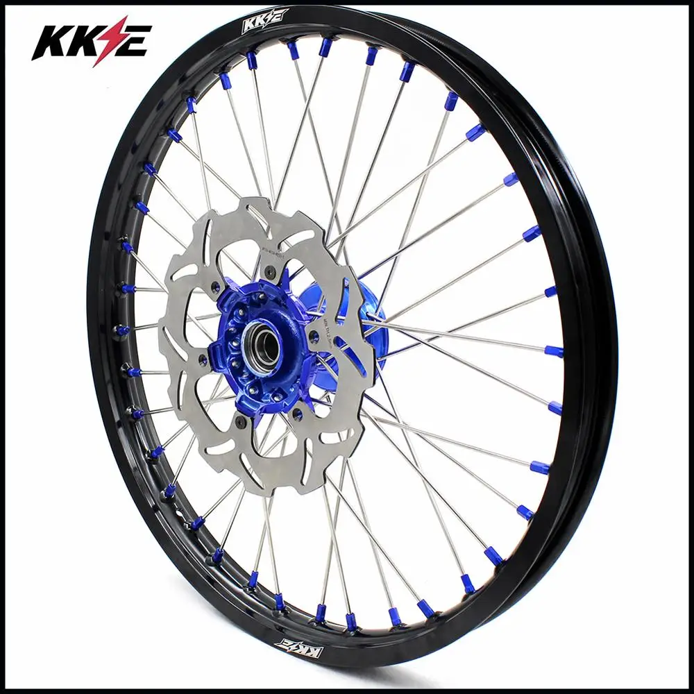 21/19 CASTING COMPLETE MX WHEELS SET FOR YAMAHA YZ250F YZ450F- FRONT 270MM DISC BLUE NIPPLE