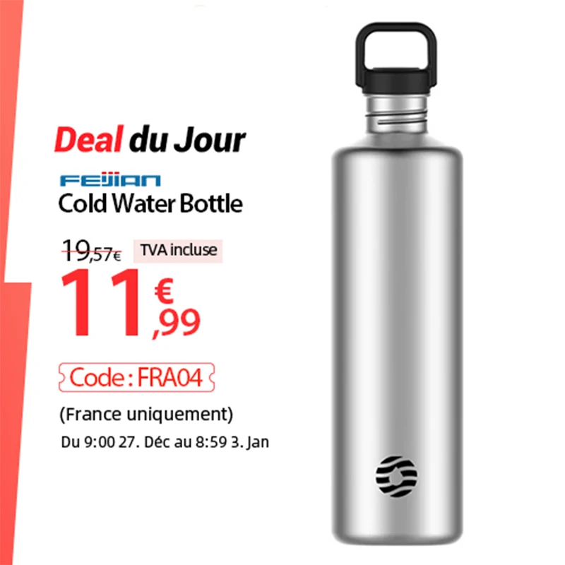 FEIJIAN Stainless Steel Cold Water Bottle Portable Cycling Sports Drinking Cup Leakproof BPA Free Large Capacity 1000ml | Дом и сад
