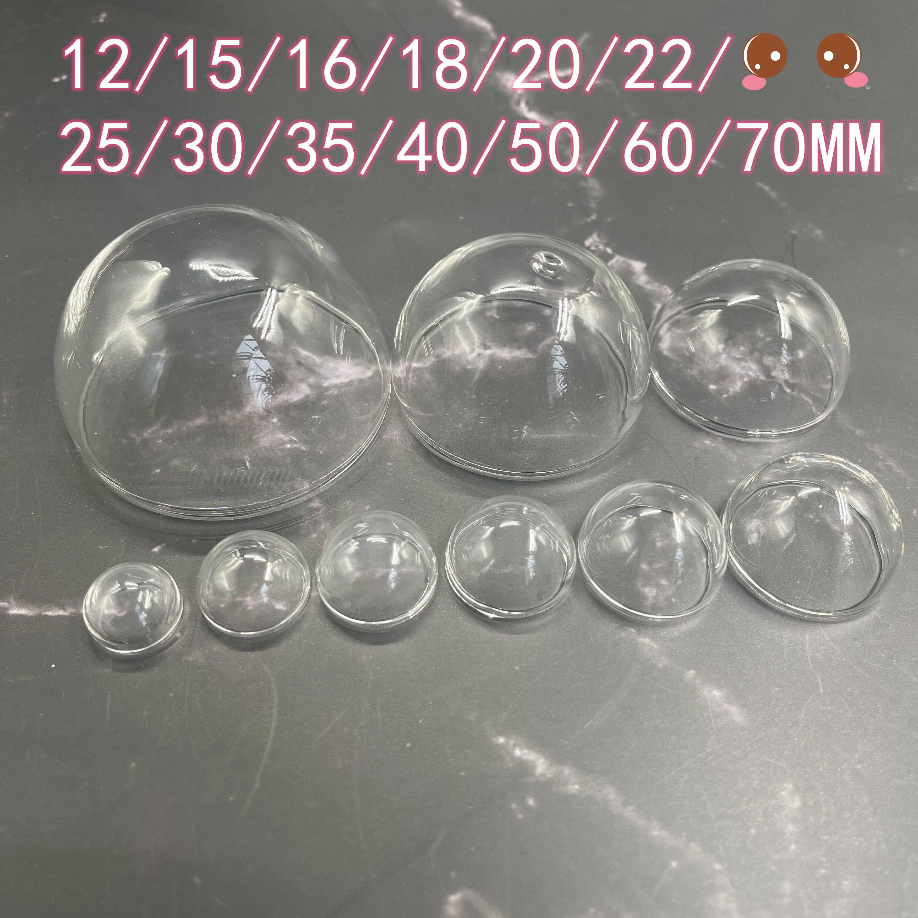 100X 8/12/15/16/18/20/22/25/30/35/40/50/60/70mm Hemisphere glass dome diy clear half round glass globe bubble glass vial pendant 5