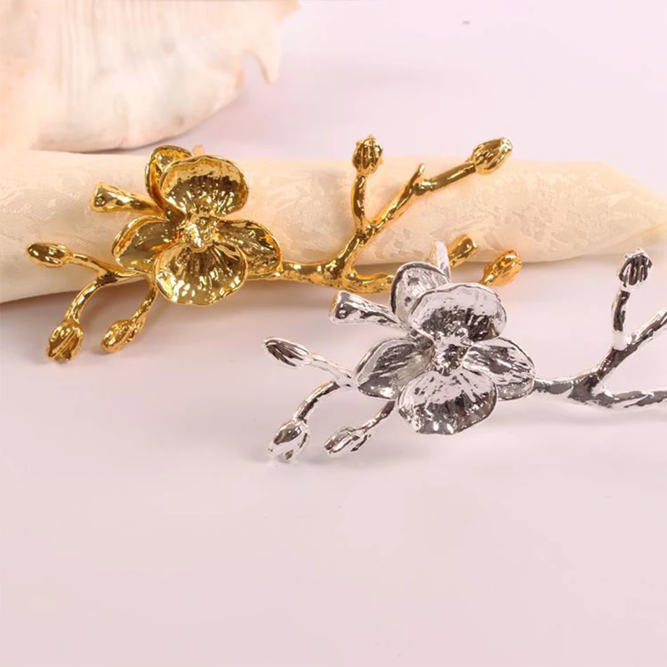 Hotop 100 Portatovaglioli Dorati A Fiore Intagliato Con Strass, Per Matrimoni E Feste, Diametro 4,3 Cm