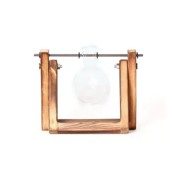 

Creative Transparent Vase For Terrarium Hydroponic Plant Wooden Frame Vase Decoration Glass Table Plant Bonsai