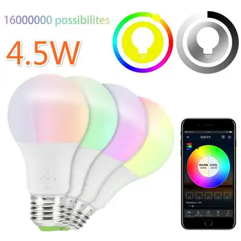 

4.5W WiFi Wireless Dimmable Smart RGB Bulb APP Remote Control LED Light Bulb Home Magic Smart WiFi Light Bulb For Alexa Google
