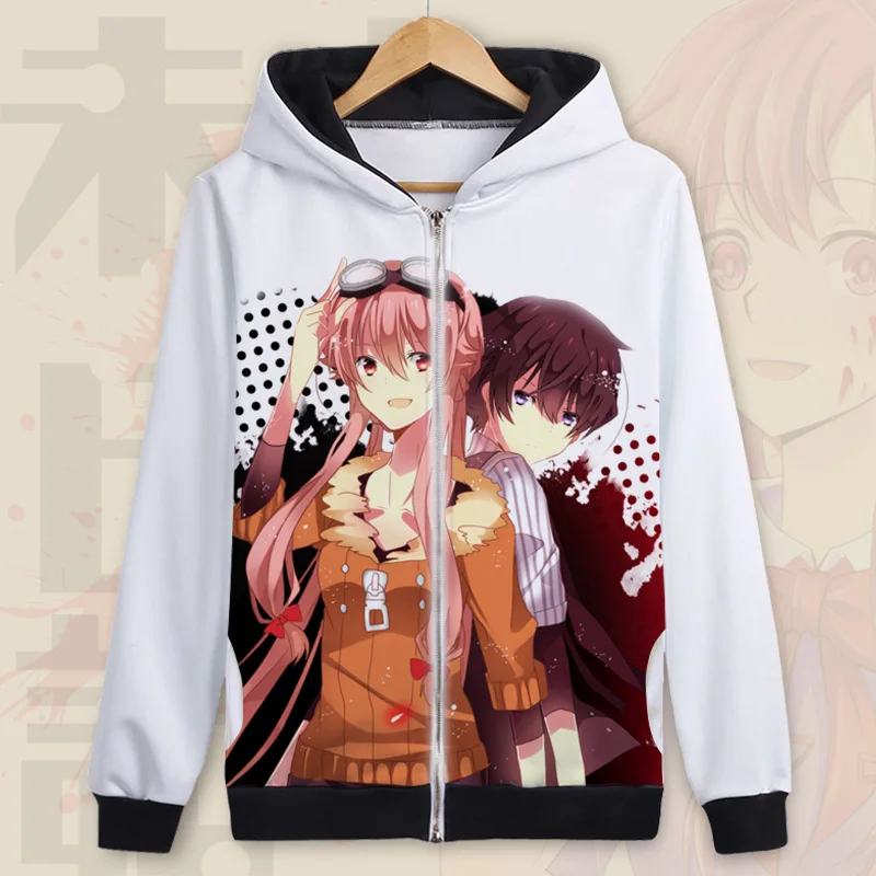 Mirai Nikki Gasai Yuno косплей костюм Mirai Nikki толстовки Корейская версия свободная толстовка с героем Аниме Мужская и wo Мужская спортивная куртка