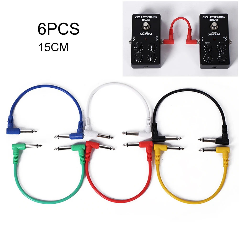 

6pcs Guitar Patch Senor Cables Electric Colorful Instrument Connection Lines PVC Audio Wires Signal Cables Effect Wires