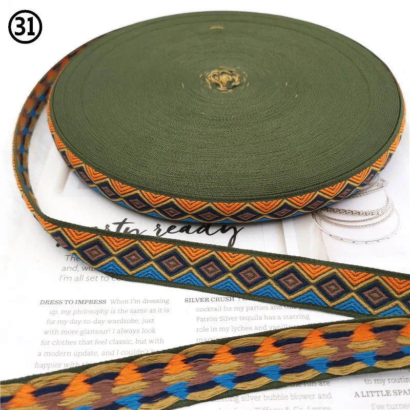 5 Yards 0.78 Inch 20MM Hundreds Styles Geometric Woven Jacquard Embroidered Ribbons DIY Apparel Wrapping Trim Sewing Accessories
