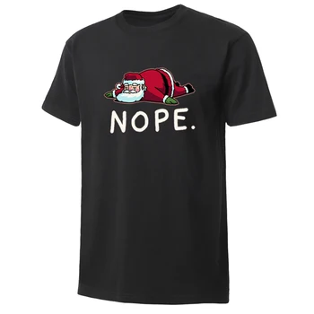 

Funny Cartoon T-Shirts Men'S Santa Claus Nope Want To Work Print Hot Fashion Crew Neck Male Summer Tees Tops Cotton Short Sleeve
