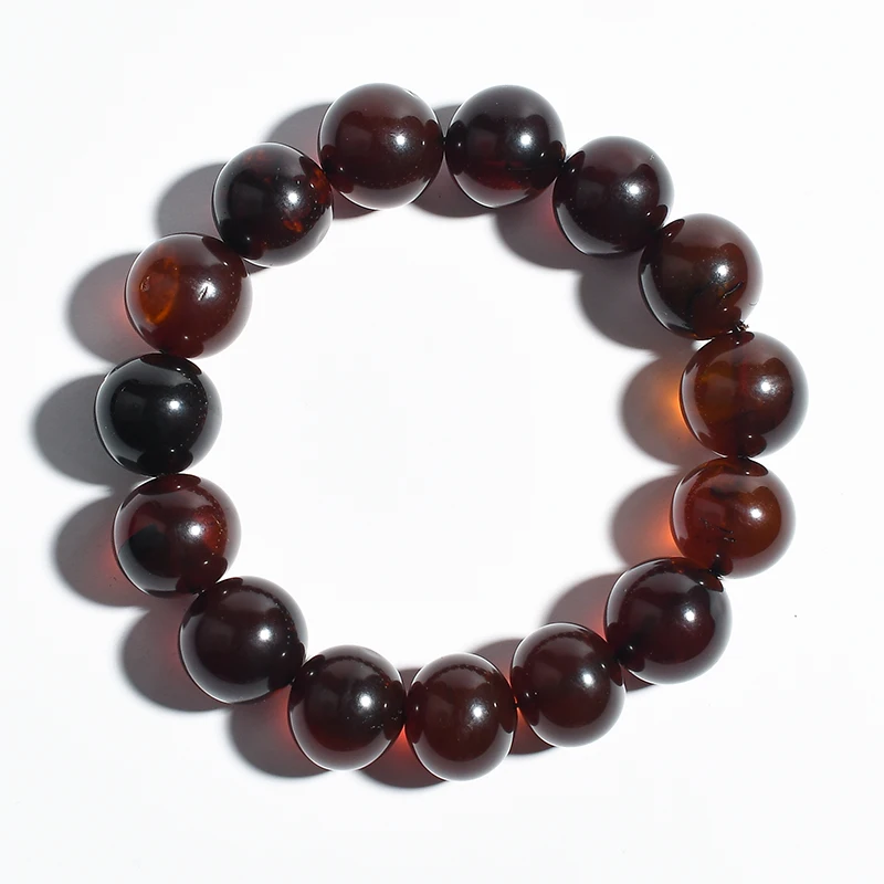 

Natural Amber Bracelet Brown Perot Single Ring Bracelet Men and Women Amber Bracelet Elastic Rope