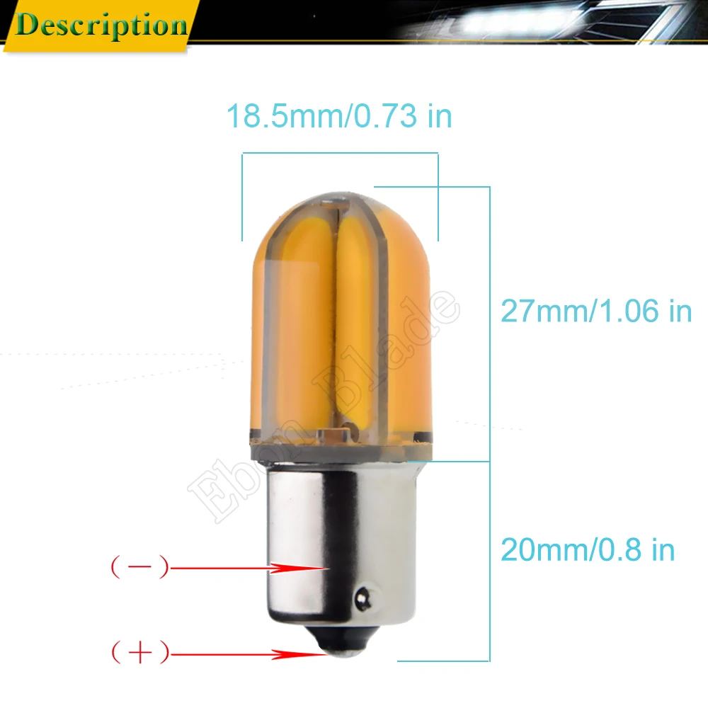 Flosser 916677 Amber BA15S 12V 21W LED Mini Bulb 1156 Equivalent