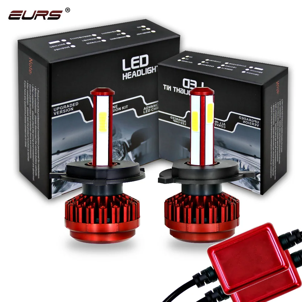 EURS(TM) 2pcs led buld accessorier IP65 8000lm красный головной убор H1 H4 H7 9005 9006 80W 12v R7 система
