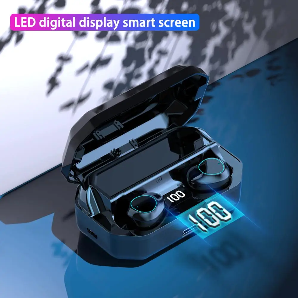 Black G03 Bluetooth Headset 6000 mAh LED Smart Display 6 Hours Music Time 6D Surround HD Sound 5.0 Waterproof Wireless Earphones