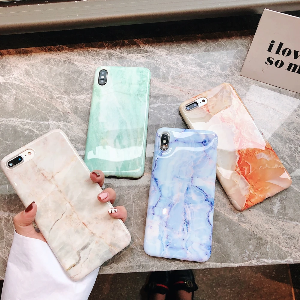 Для Etui iPhone XR XS MAX 6 6S 7 8 Plus чехол роскошный красочный мраморный для телефона Чехол
