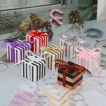 

European-Style New Candy Box Square Wedding Candies Box Striped Box Wedding Birthday Party Candy Packaging