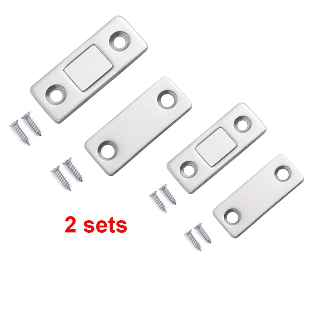 2 sets per lot 2 компл./лот Магнитный задвижки шкафа с винтами магнит ограничители открывания дверей Скрытая Дверной доводчик для шкаф мебельная фурнитура - Цвет: 2 sets per lot