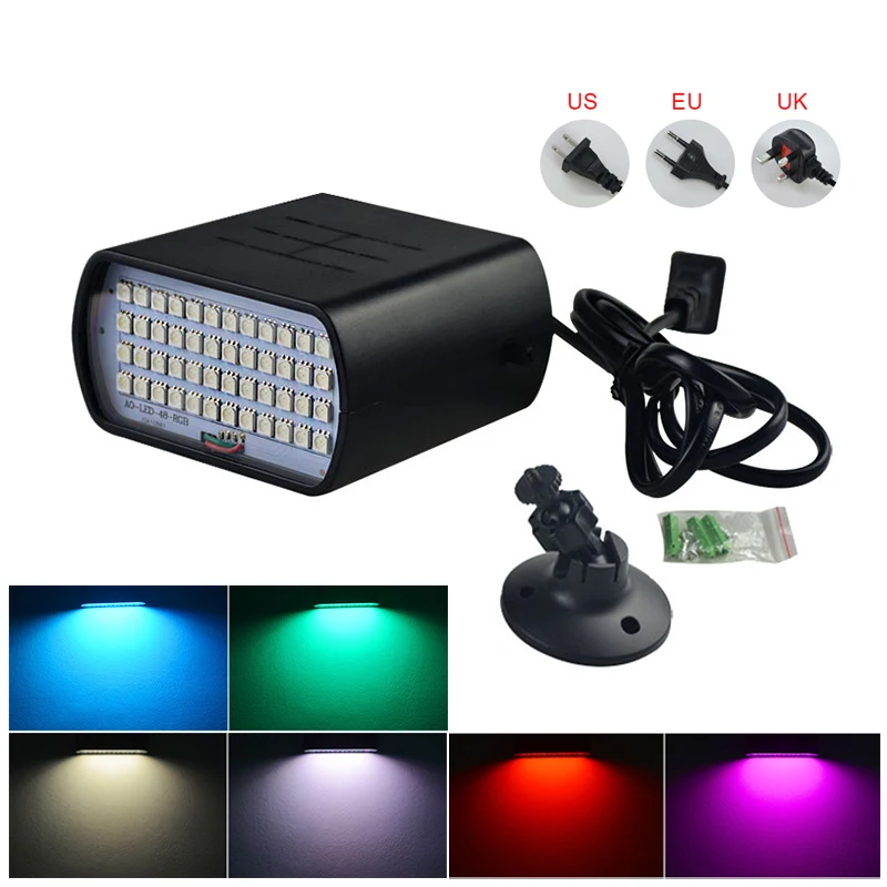 

48 LED RGB Stage Light Strobe Flash Soundlights LED Laser Lamp Christmas Disco Lamps DJ Lamps For Club Show Home Par Party Light
