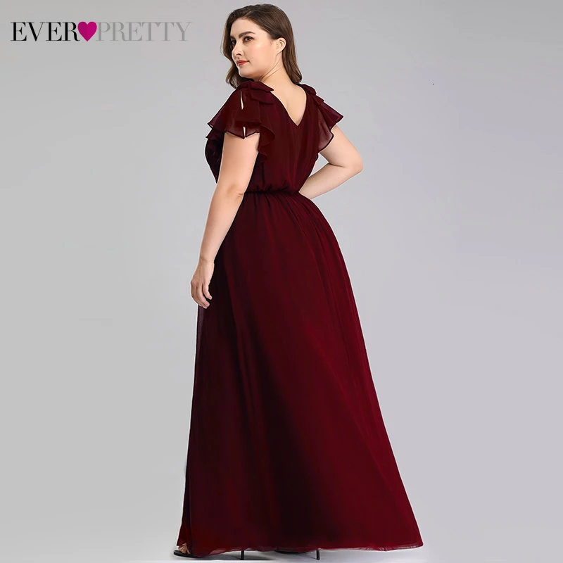 Платья для мамы невесты размера плюс Ever Pretty EZ07709 элегантные шифоновые темно-синие вечерние платья трапециевидной формы