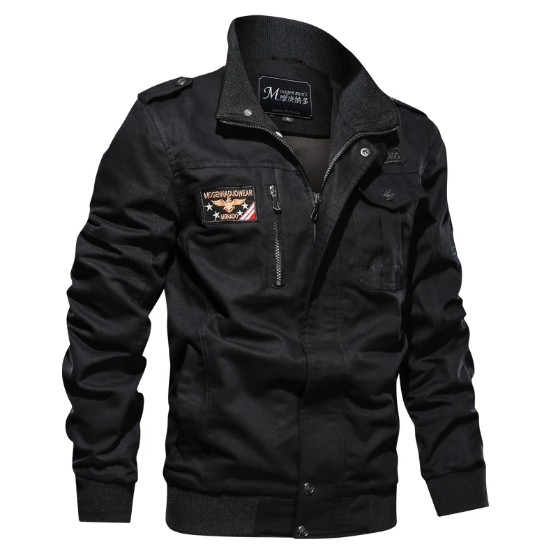 

2019 fashion new spring and autumn stand collar tooling jacket men's comfortable large size loose casual flight jacket