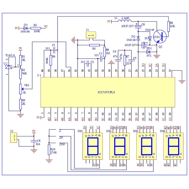 ICL7107 Digital Ammeter Kit DIY Module DC 5V 35mA 70.6x39mm DIY Kits